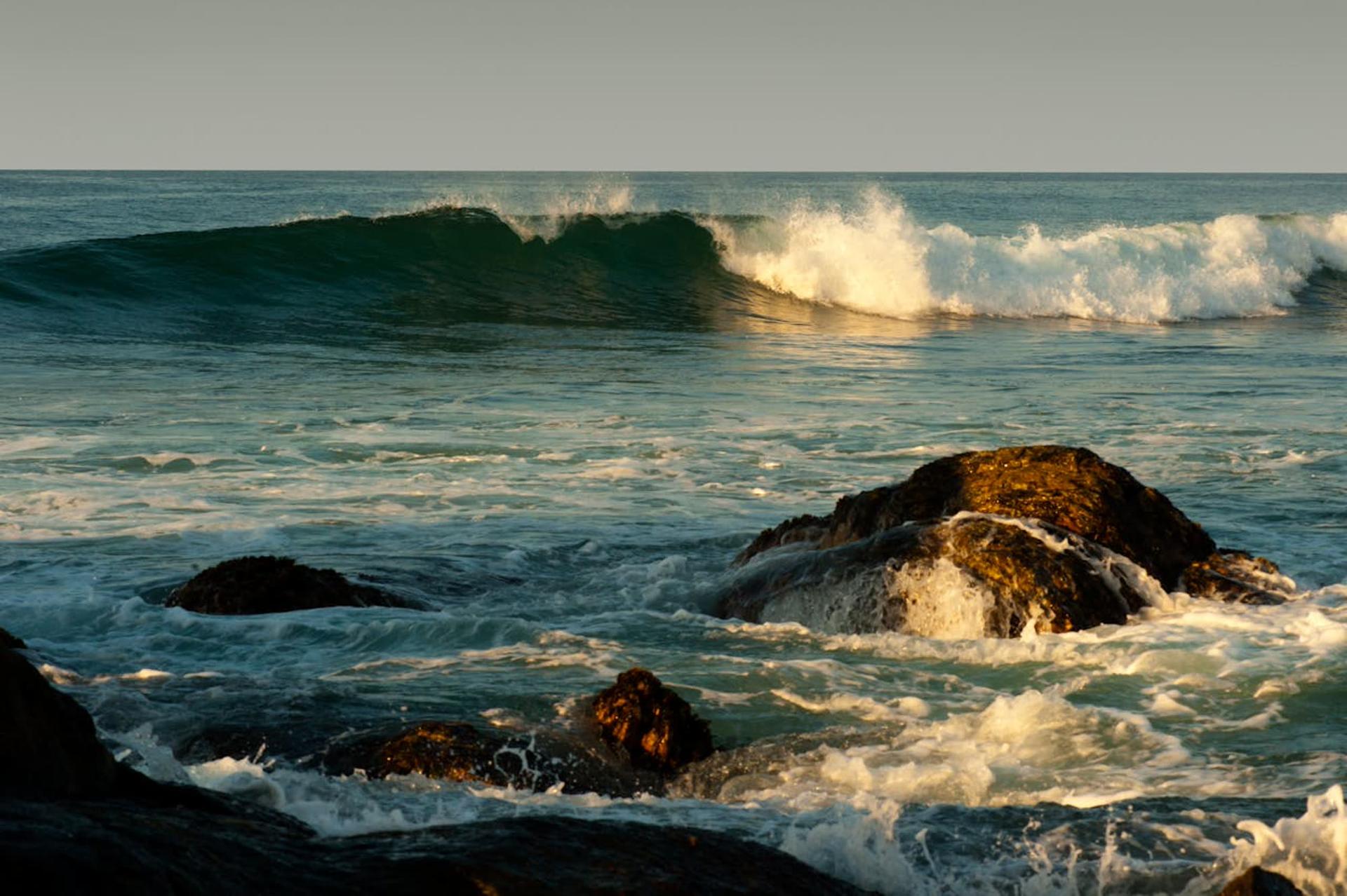 Waves Crashing by the Rocks