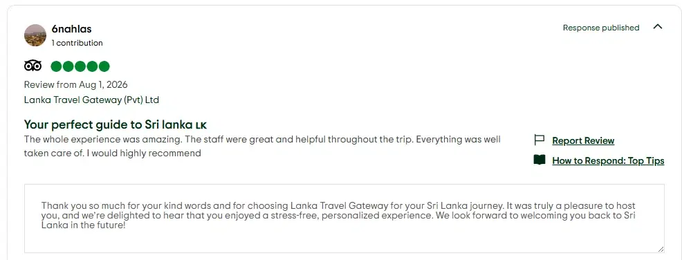 Review by Nahla for Lanka Travel Gateway Sri Lanka tours