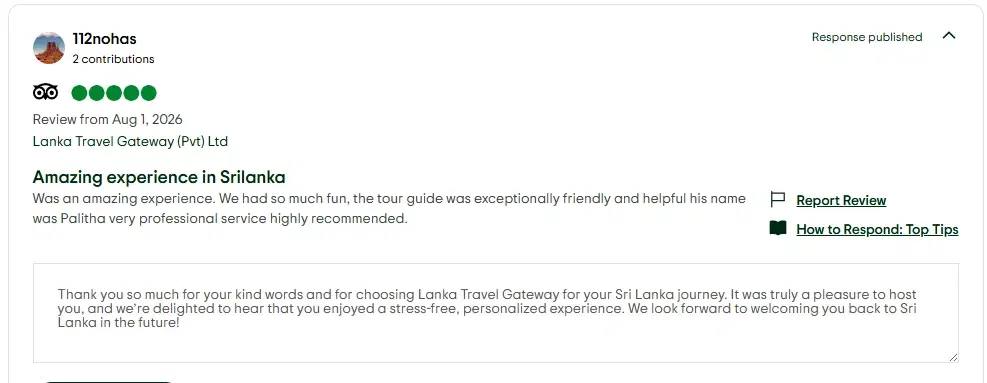 Review by Noha for Lanka Travel Gateway Sri Lanka tours