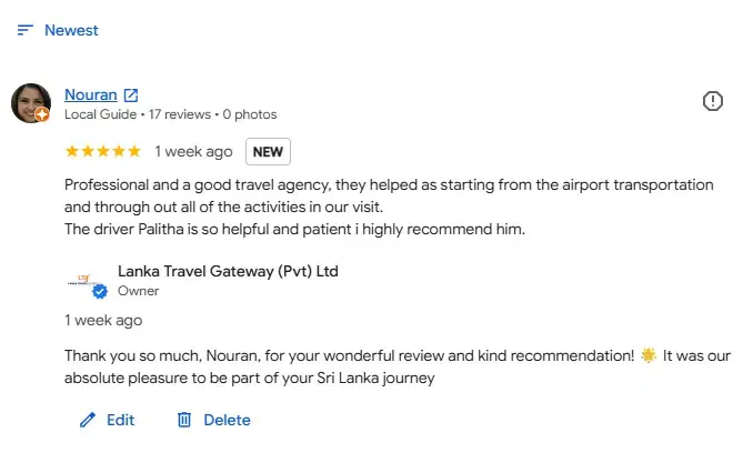 Review by Nouran for Lanka Travel Gateway Sri Lanka tours