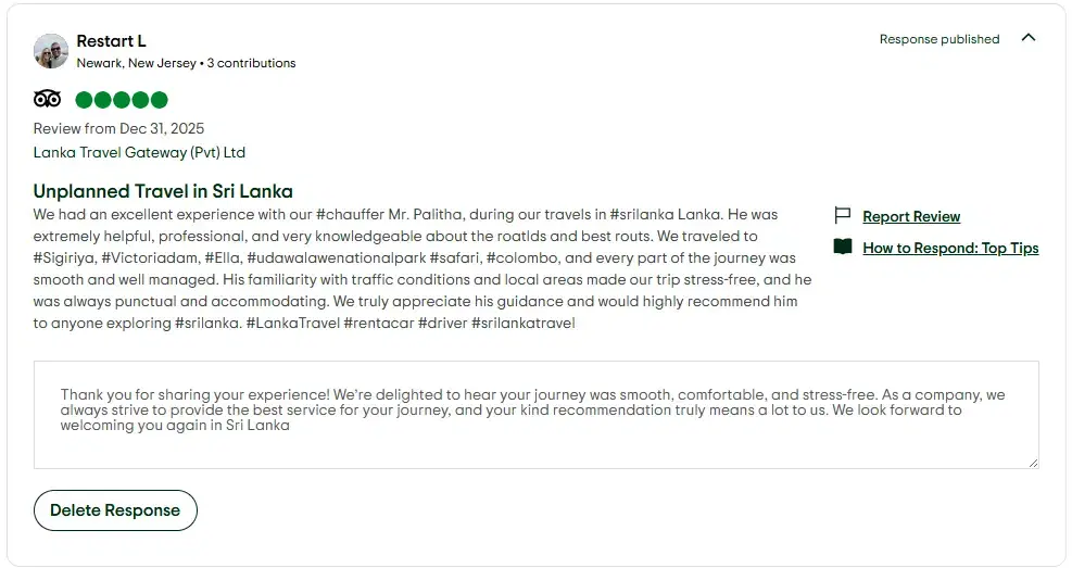 Review by ResortL for Lanka Travel Gateway Sri Lanka tours