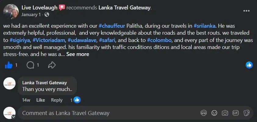 TripAdvisor review by Live Lovelaugh for Lanka Travel Gateway Sri Lanka tours