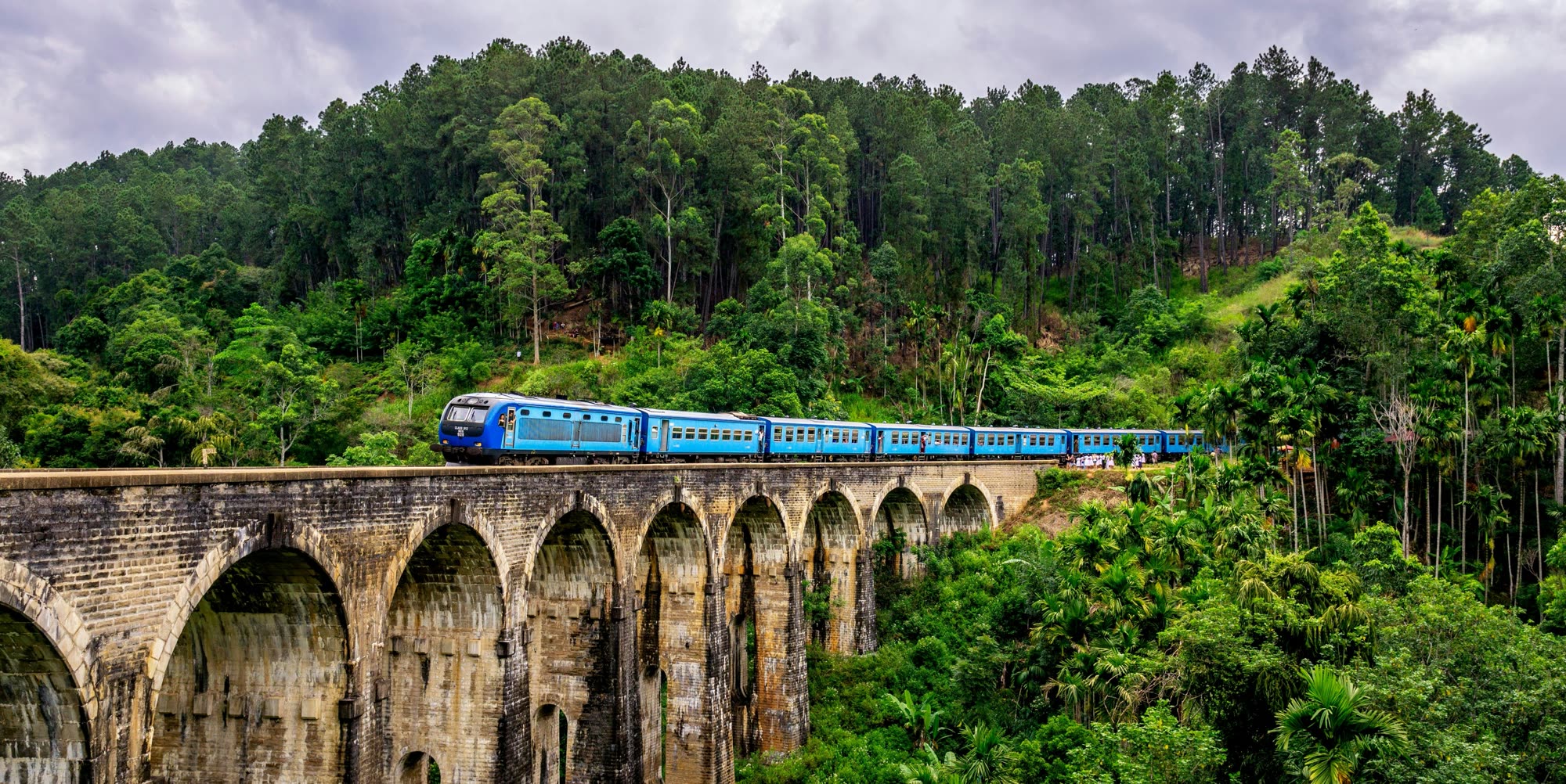 Nine Arches Bridge with Blue Train